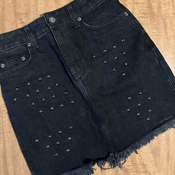 NWT Carmar Denim Alecto Mini Skirt with Studded Detail Frayed Edge - Picture 7 of 11